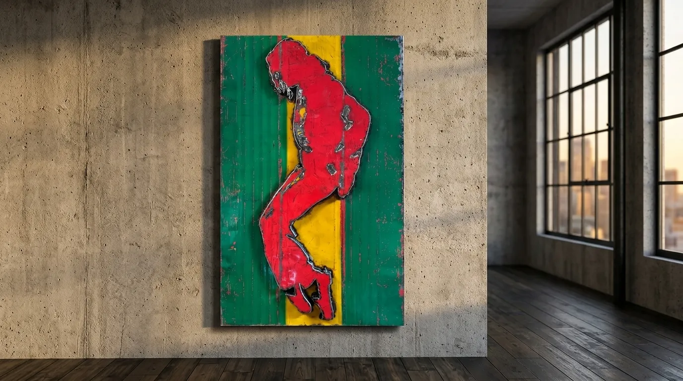 Stahlbild Michael Jackson an der Wand, Industrieloft